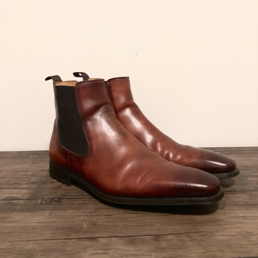 MAGNANNI SEAN COGNAC MEN'S BOOTS (18596) SIZE 10.5 MADE IN PORTUGAL USED
